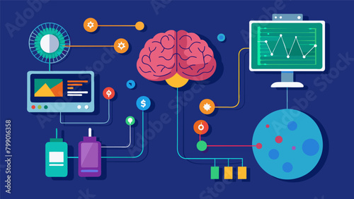 A visual of the chips microscopic sensors mapping and recording brain activity in realtime..