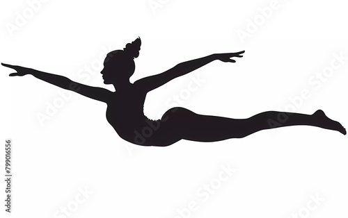 Silhouette of female pilates athlete on isolated white background. vector illustration.