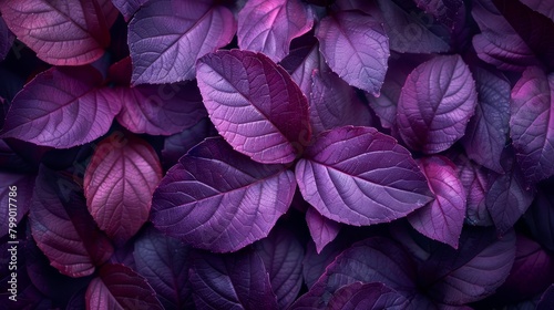   A cluster of purple leaves adjacent, with a central concentration of purple leaves photo