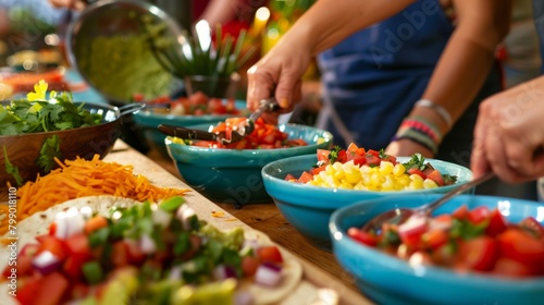 Fresh salad buffet selection in food market Cinco De Mayo