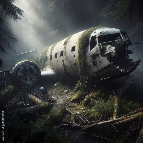 Wallpaper Mural Abandoned plane in the forest Torontodigital.ca