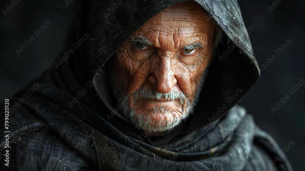 Portrait of a white bearded monk living in ancient times.(Ai generated) Portrait of a white bearded monk living in ancient times.(Ai generated)