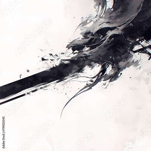 Powerful Abstract Artwork with Midnight Black Paint  Perfect for High-Impact Visuals and Emotional Depth