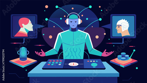 A multimedia performance with a live artist using neural enhancement technology to create realtime visuals and sound effects creating an immersive and.