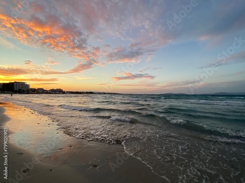 orange sunset on the beach