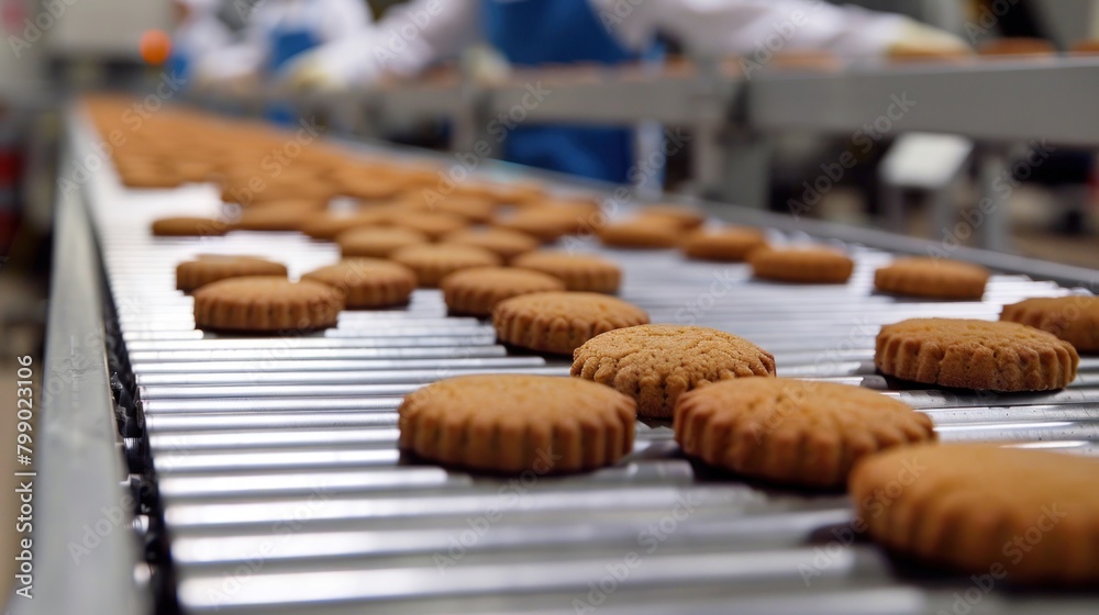 Conveyor production of cookies, modern technologies. Conveyor production of cookies, modern technologies.