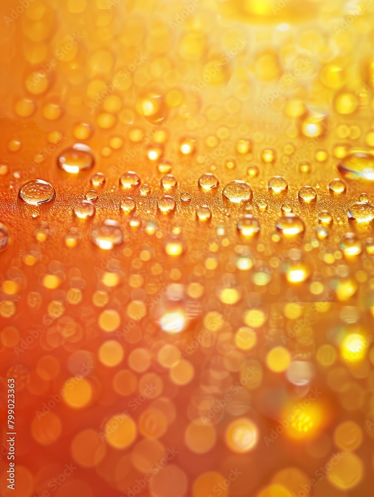 Macro shot of golden water droplets with a bright bokeh effect. Macro shot of golden water droplets with a bright bokeh effect.