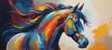 colorful painting of a horse with vibrant, multicolored strokes of paint