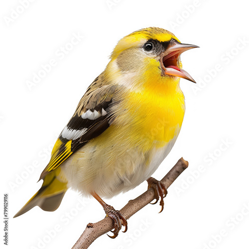 American Goldfinch, Singing Yellow Finch on Branch