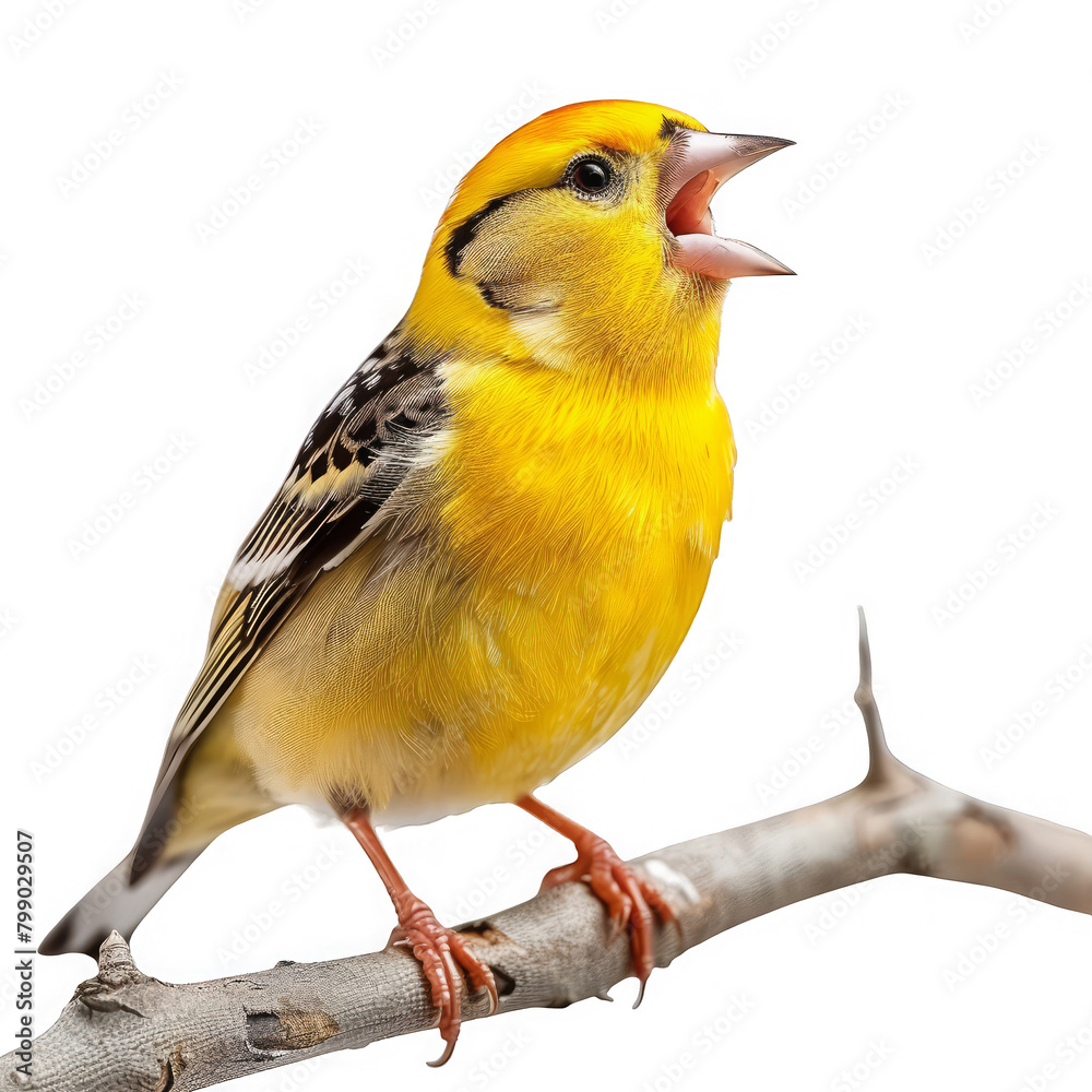 American Goldfinch, Vibrant Yellow Finch Singing on a Branch American Goldfinch, Vibrant Yellow Finch Singing on a Branch