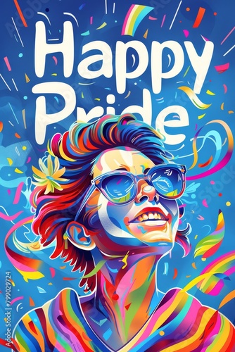 illustration with text to commemorate Happy Pride 