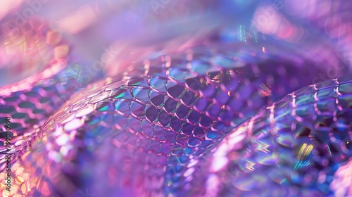 Snake skin textured background with holographic iridescent tones photo