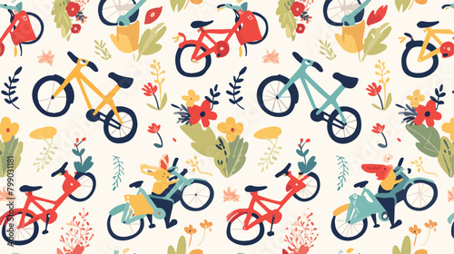 Modern seamless pattern with kids bicycles of vario © Mishi