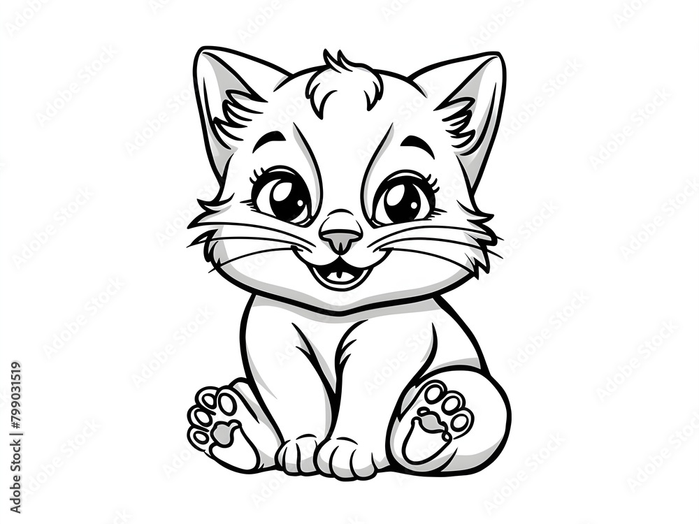 Obraz premium Cat smiling face on white background
