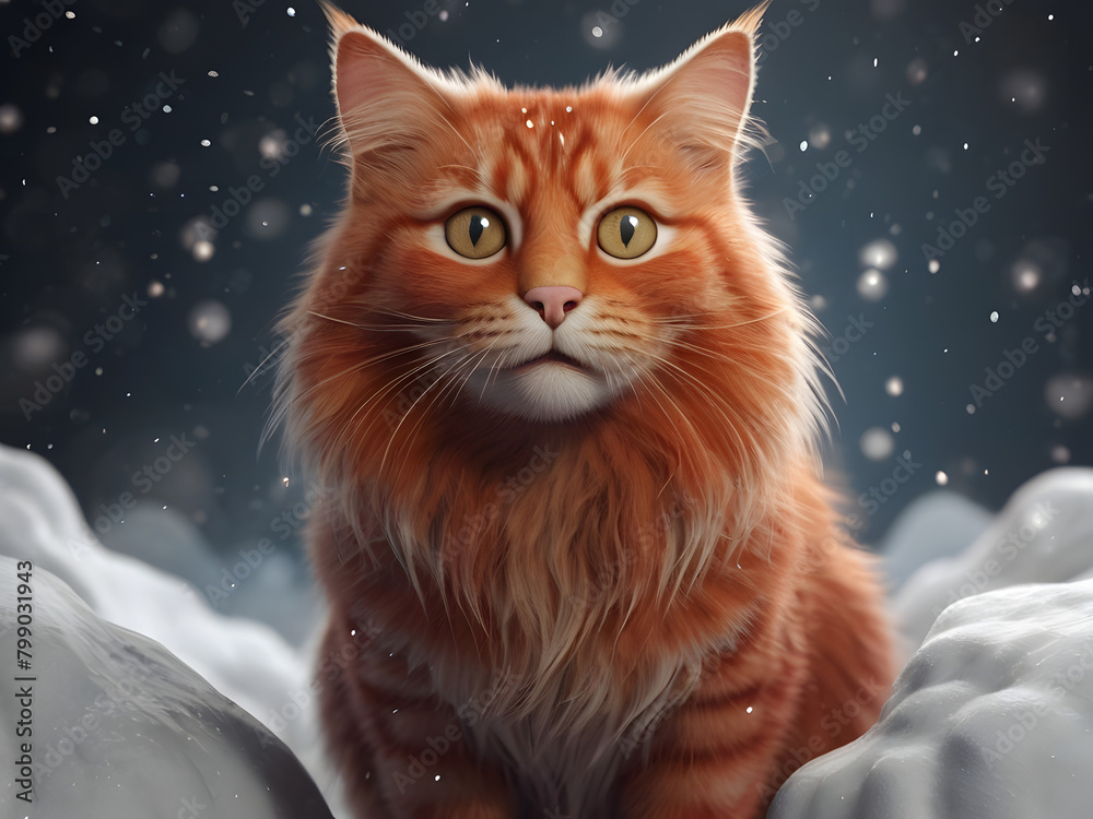 cat on the snow portrait of a cat cat on the snow portrait of a cat