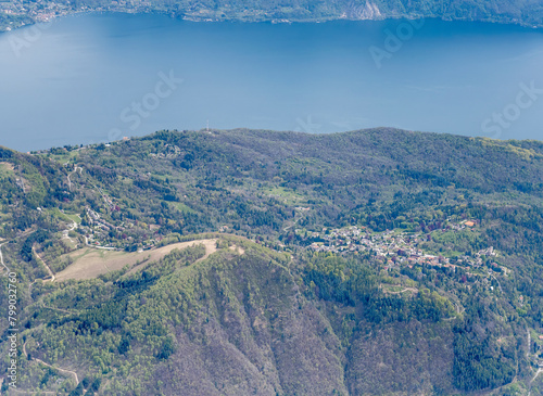 Premeno and Pollino villages on Maggiore lake shore, Italy