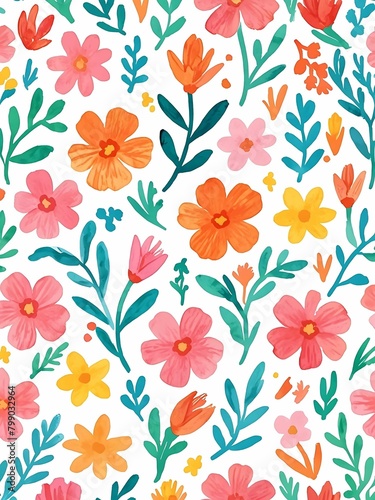 pretty colorful flowers wallpaper background © Songsang