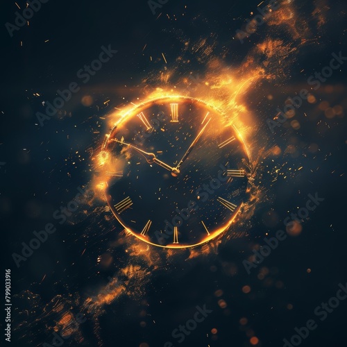 background with clock "made of light" collection