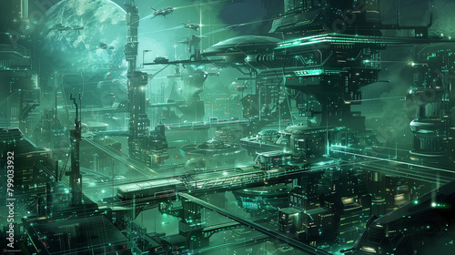 Futuristic Sci-Fi Scene With Advanced Technology and Spaceships