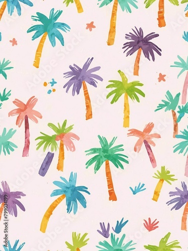 Coconut tree on beach wallpaper pattern background