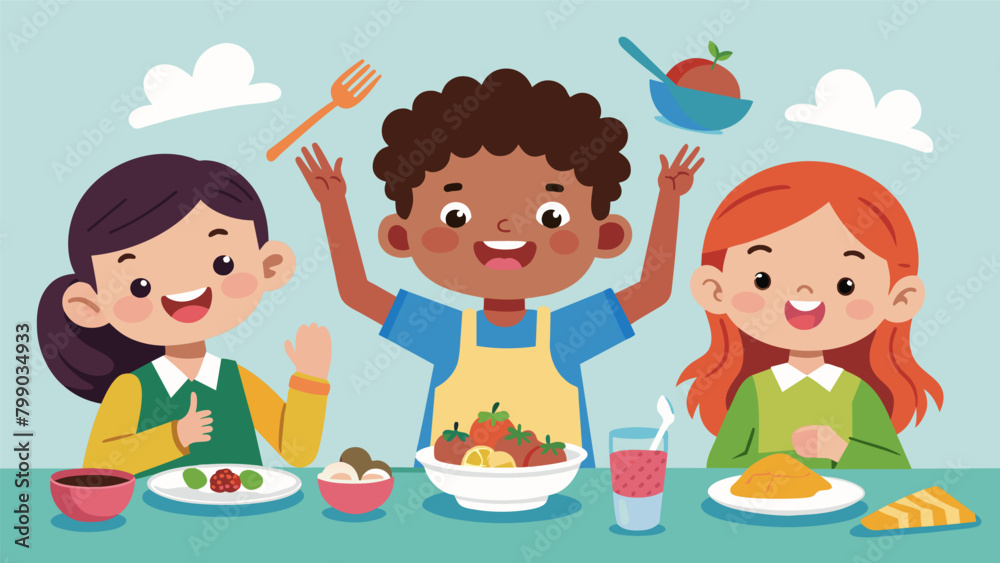 The kids excitedly try out new dishes expanding their palates and experiencing different cultures through food. The kids excitedly try out new dishes expanding their palates and experiencing different cultures through food.