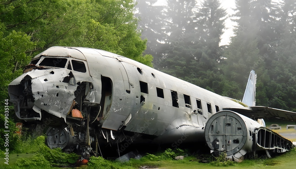 Crashed plane in the forest Crashed plane in the forest