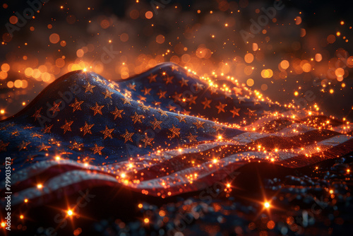 Abstract American flag with sparkles
