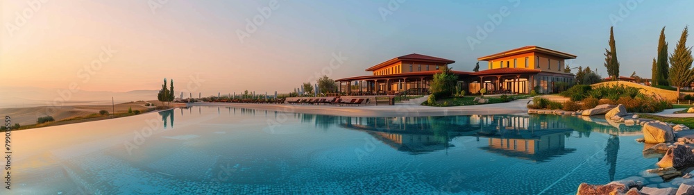 Obraz premium Sunset over the river, lake, and bay, with views of the sea, sky, and coastline, depicting natural beauty and tourism destinations in a tropical region