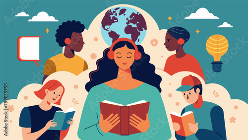 A virtual poetry reading showcasing the diverse voices of neurodivergent writers from all around the world.. Vector illustration