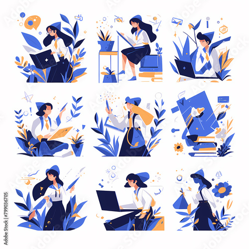 Professionally Designed Career Advancement Icons: An Array of Stylish Vector Graphics Perfect for Representing Various Professions in Your Next Project
