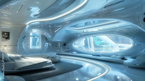 A visually stunning room showcasing a futuristic, beautiful concept with advanced technology © JK_kyoto