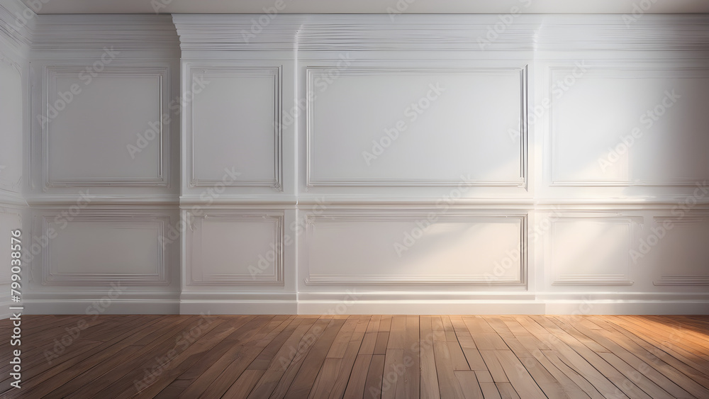 Fototapeta premium empty white room with spotlights wallpaper AI generated