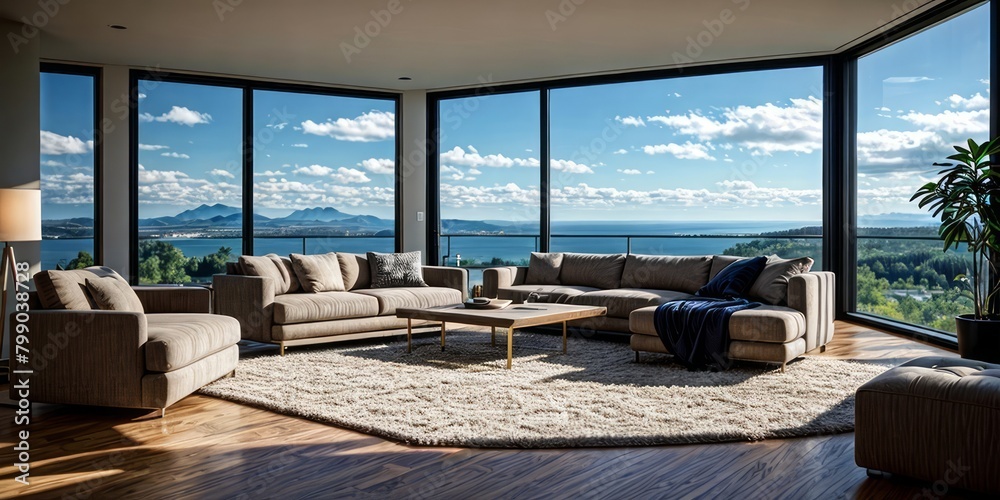 Fototapeta premium modern living room interior design with sofa and window