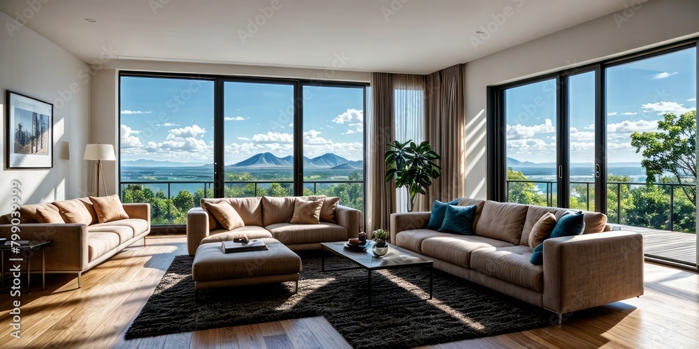 Fototapeta premium modern living room interior design with sofa and window