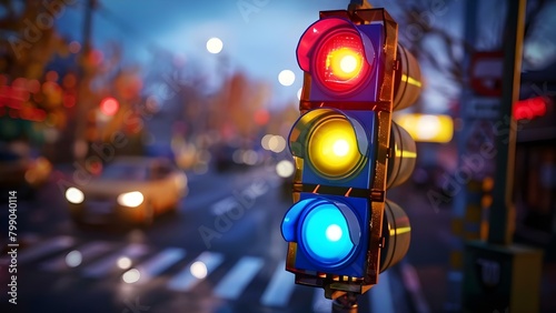 The Significance of Traffic Light Signals in Infrastructure, Roads, Economy, Transportation, and Communication. Concept Traffic Light Signals, Infrastructure, Roads, Economy, Transportation photo