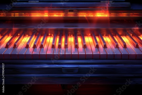 Close Up of a Piano With Bright Lights