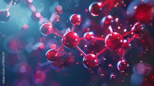 Molecular atom model on science scene