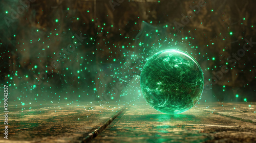 Fortune teller's green magic crystal ball