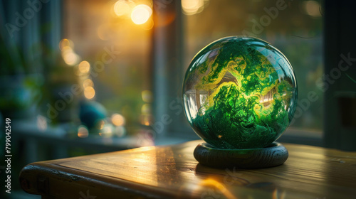 Fortune teller's green magic crystal ball photo