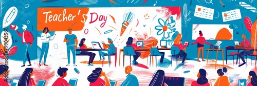 illustration with text to commemorate Teacher´s Day 