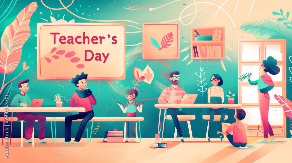 illustration with text to commemorate Teacher´s Day

