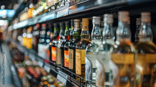 Great number of alcoholic drinks in supermarket