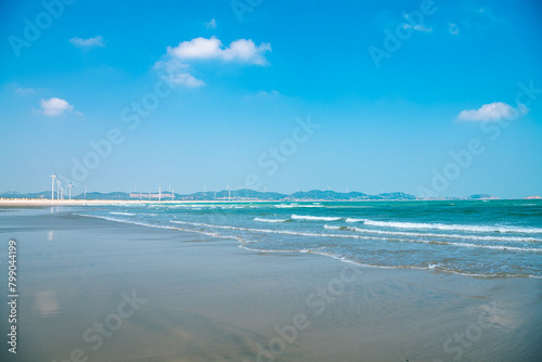 Pingtan seaside scenery and wind turbines