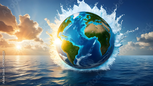 Global warming concept illustration, boiling earth, global warming, AI generated © Kim