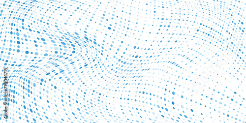 Abstract wave halftone black and white. Monochrome texture for printing on badges, posters, and business cards. Vintage pattern of dots randomly arranged