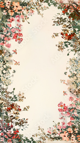 Floral border on vintage background for invitation design
