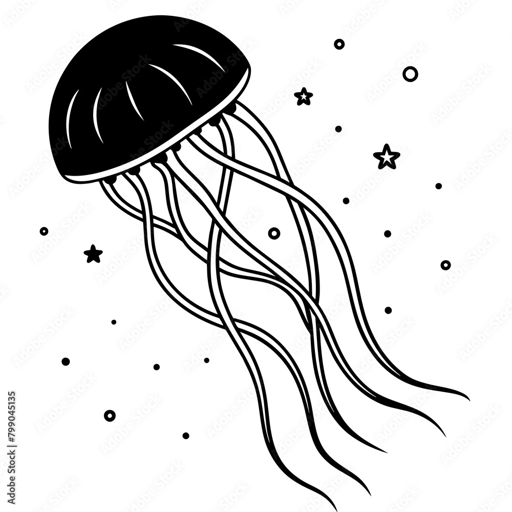 Fototapeta premium T-shirt Design Vector Cosmic jellyfish deep space - vector design - vector art - premium vector - latest vector design and illustration