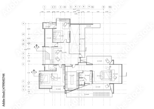 Floor plan designed building on the drawing.