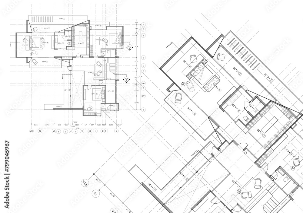 Floor plan designed building on the drawing.