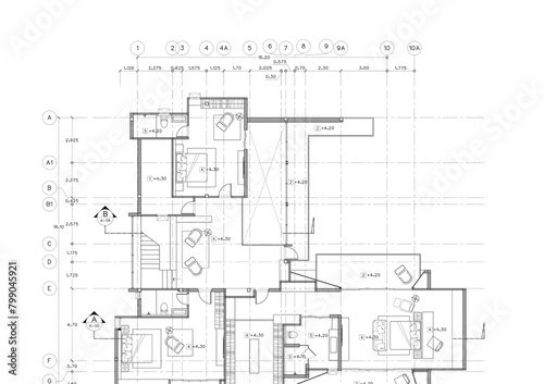 Floor plan designed building on the drawing.